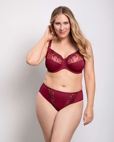 Ulla Bügel-BH CARMEN Materialmix bordeaux bestickter Tüll