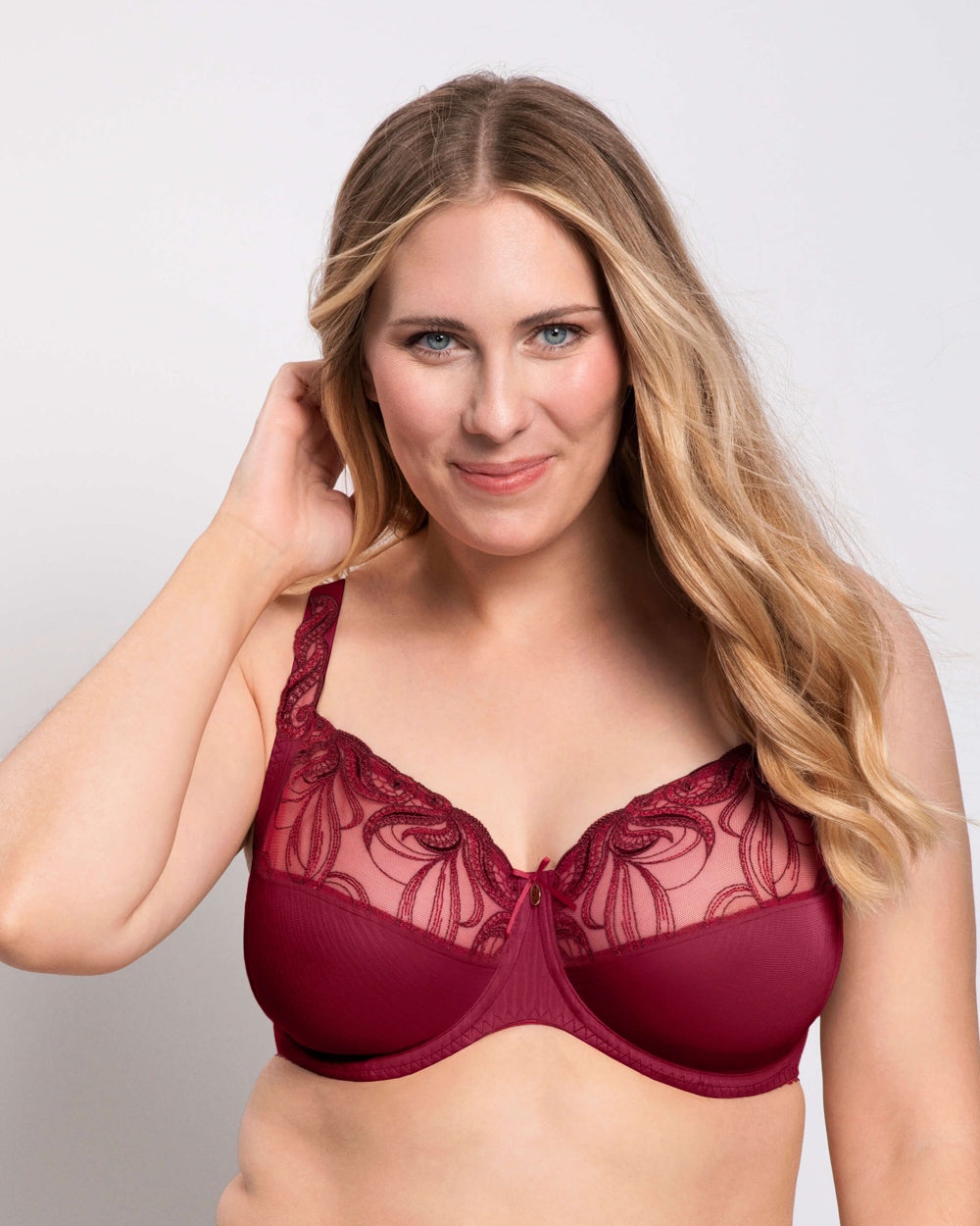 Ulla Bügel-BH CARMEN Materialmix bordeaux bestickter Tüll