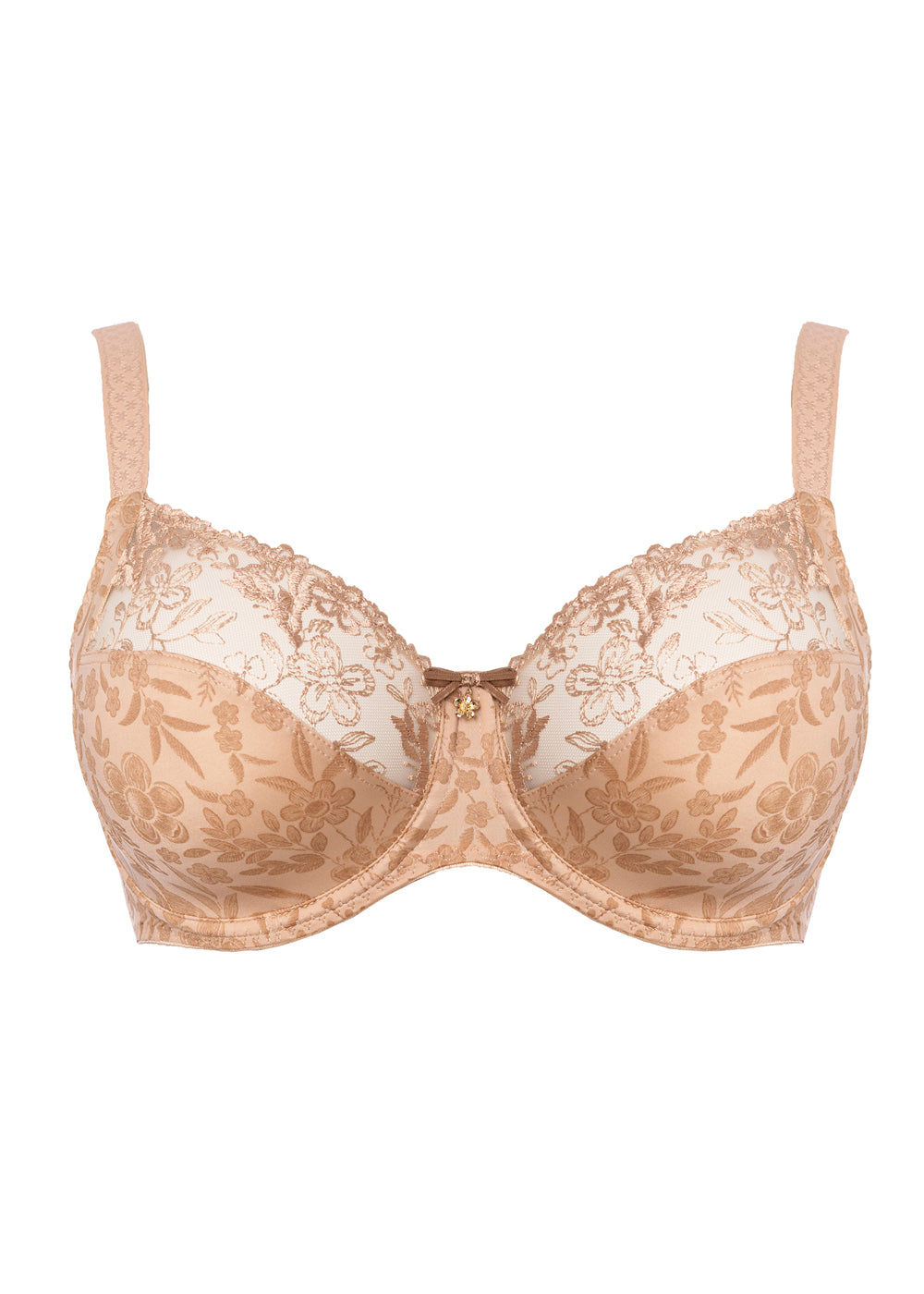 Ulla Bügel-BH JASMIN hautfarben dunklerer Ton gedruckte Blumenmuster zarte Spitze