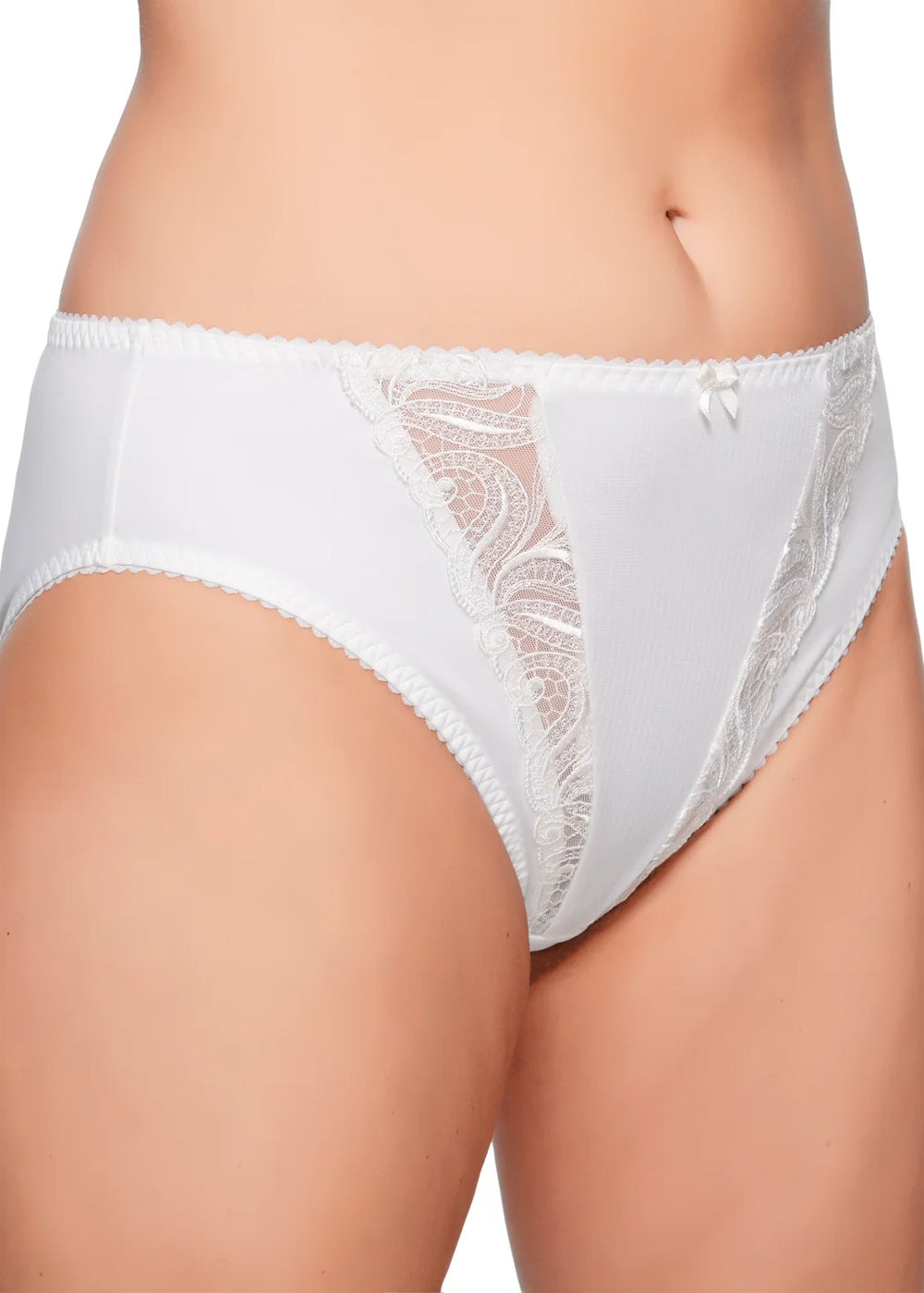 Ulla Slip CARMEN champagner im Materialmix bestickter Mesh geprägter Stoff