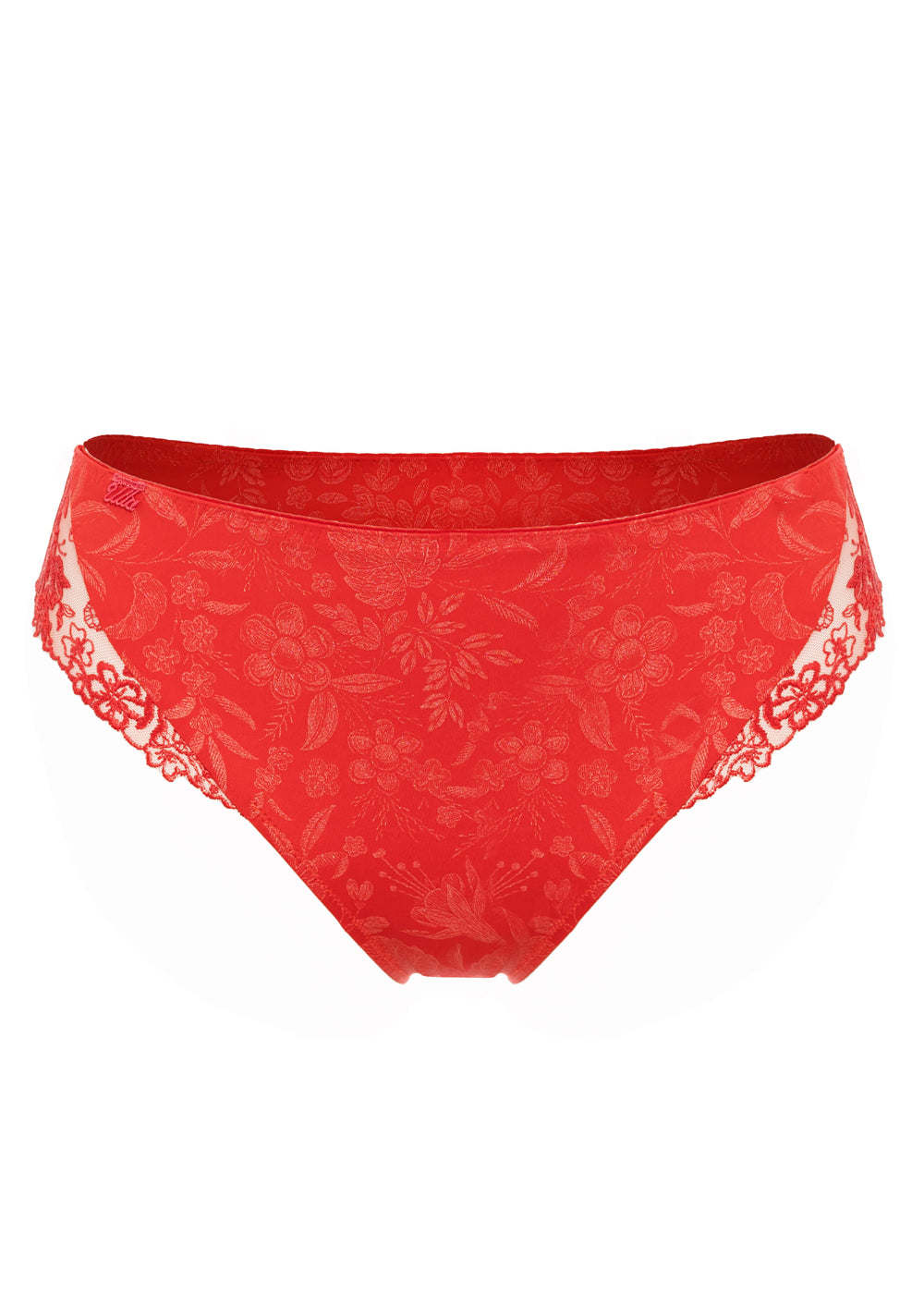 Ulla Slip JASMIN mohnrot Blumenmuster Spitze