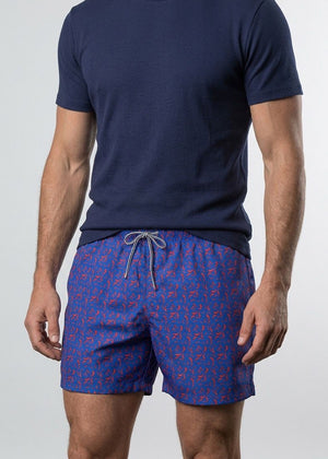 Zeybra Badeshort PEPERONCINI blau mit rotem Chili Print