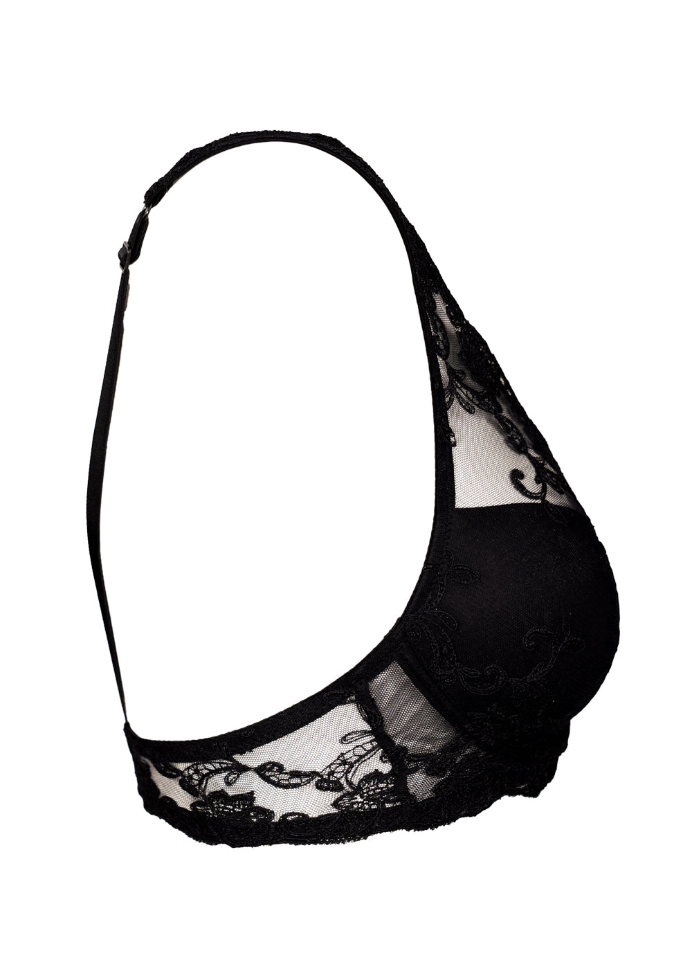 Ambra Bügel-Bralette PLATINUM FASHION schwarz halbtransparente floraler Spitze