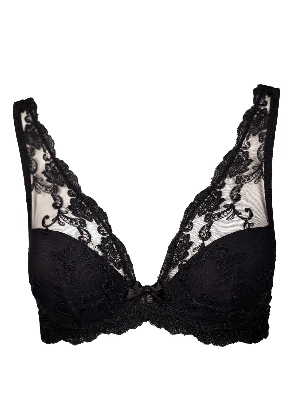 Ambra Bügel-Bralette PLATINUM FASHION schwarz halbtransparente floraler Spitze