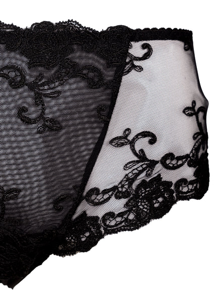 Ambra hoher Slip PLATINUM FASHION schwarz aus floraler Spitze hinten glatt nahtlos