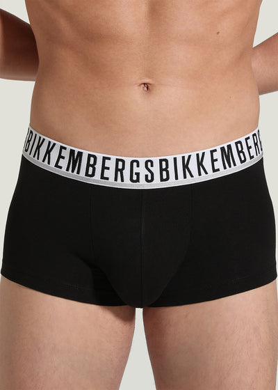 Bikkembergs Boxershort ESSENTIAL aus schwarzer Baumwolle mit weißem Logobund