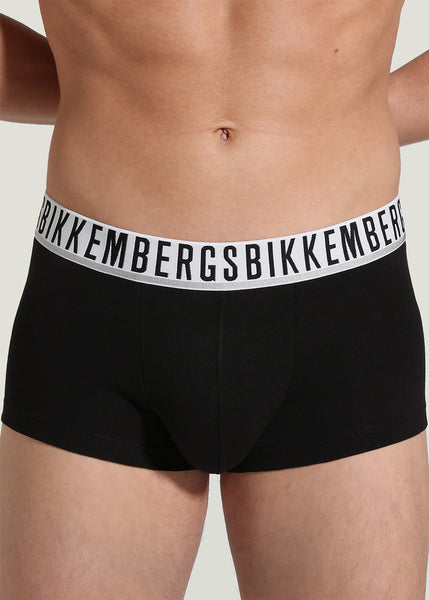 Bikkembergs Boxershort ESSENTIAL aus schwarzer Baumwolle mit weißem Logobund