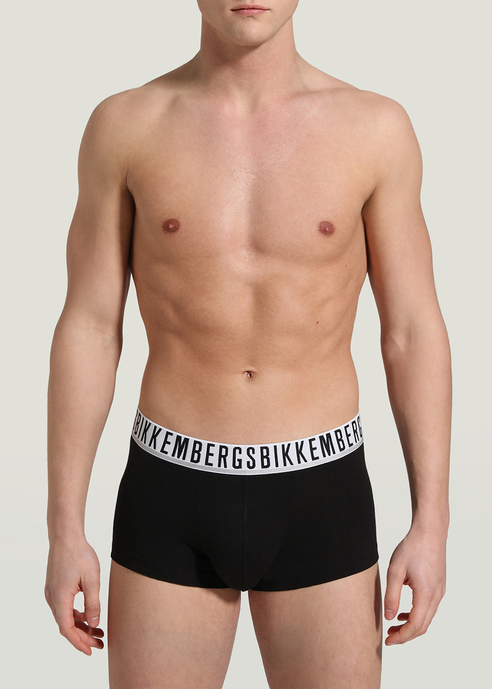 Bikkembergs Boxershort ESSENTIAL aus schwarzer Baumwolle mit weißem Logobund