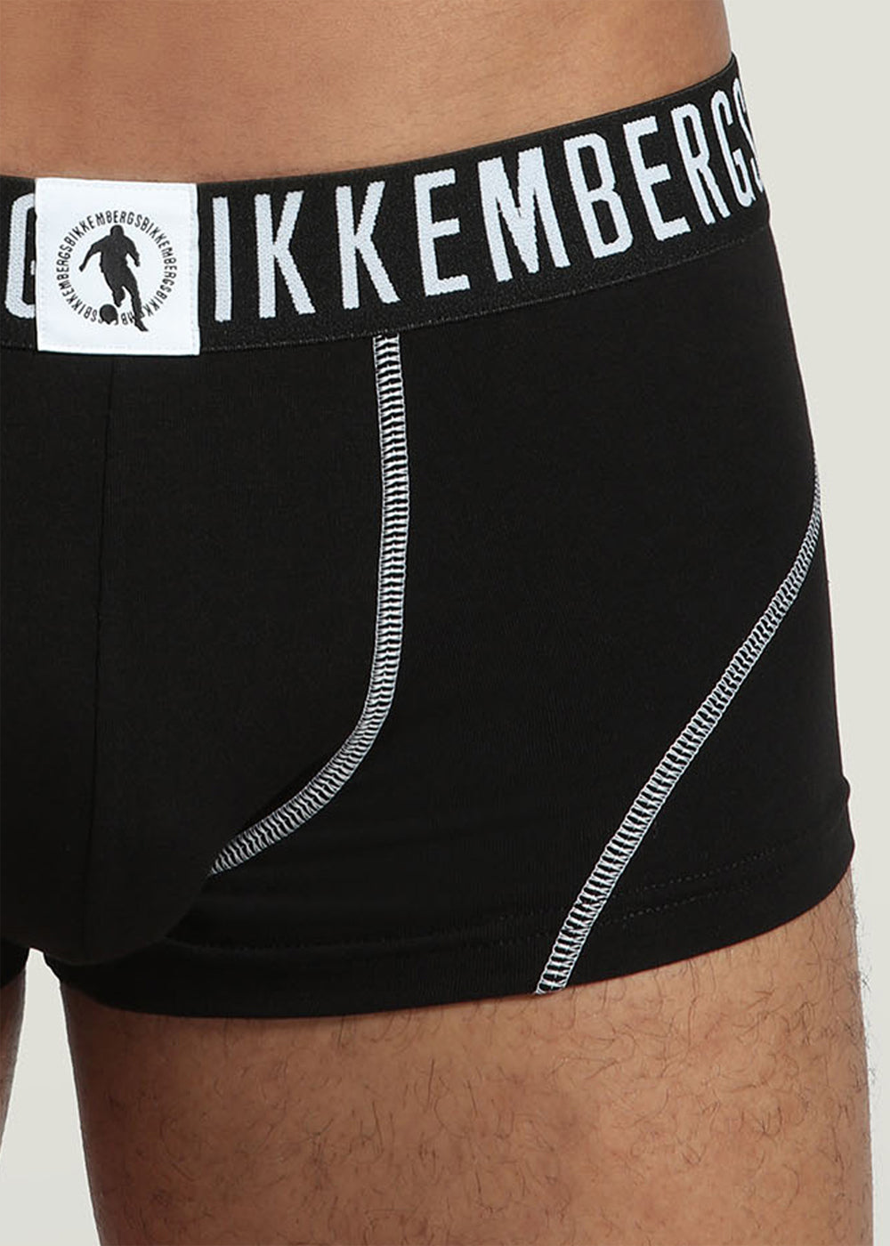 Bikkembergs Boxershorts PUPINO schwarz Stretch-Baumwolle weiße Kontrastnähte