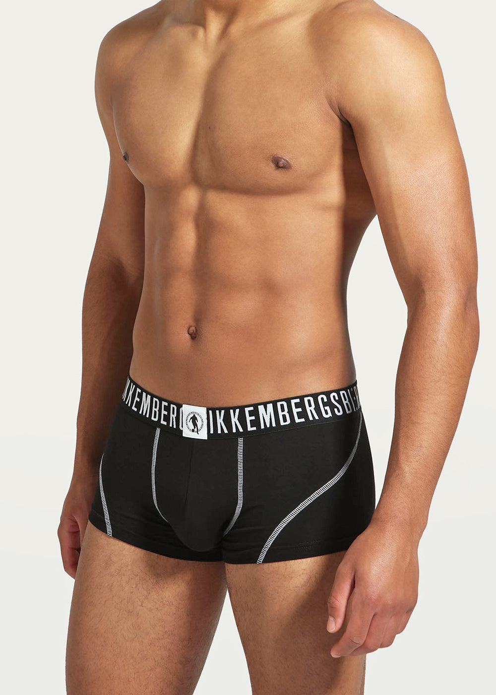 Bikkembergs Boxershorts PUPINO schwarz Stretch-Baumwolle weiße Kontrastnähte