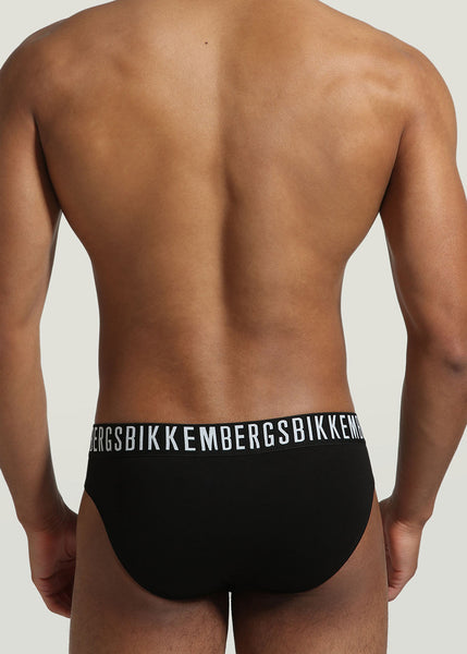 Bikkembergs Slip PUPINO schwarz Stretch-Baumwolle weiße Kontrastnähte Logobund