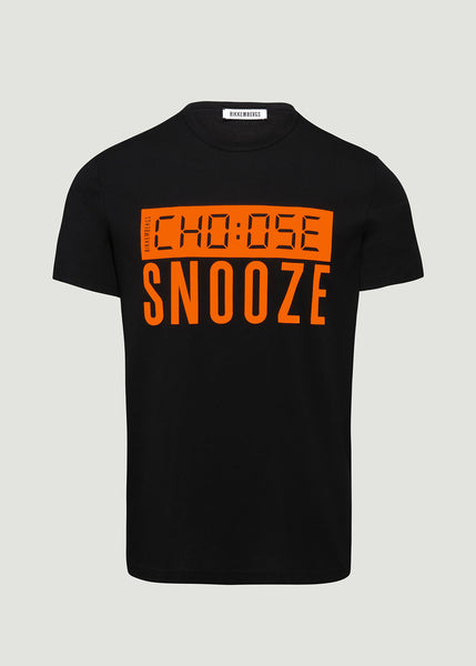 Bikkembergs T-Shirt SNOOZE schwarz mit orangenen Grafikprint