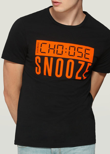 Bikkembergs T-Shirt SNOOZE schwarz mit orangenen Grafikprint