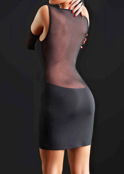 Catanzaro Kleid OPHELIA schwarz mit transparenten Einsätzen und Strasssteinen