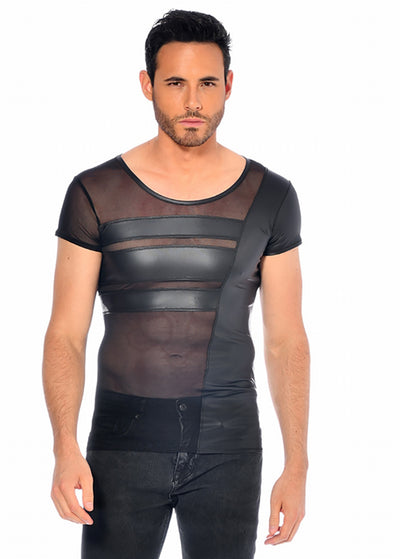 Catanzaro T-Shirt BENJEN Netz-Wetlook schwarz