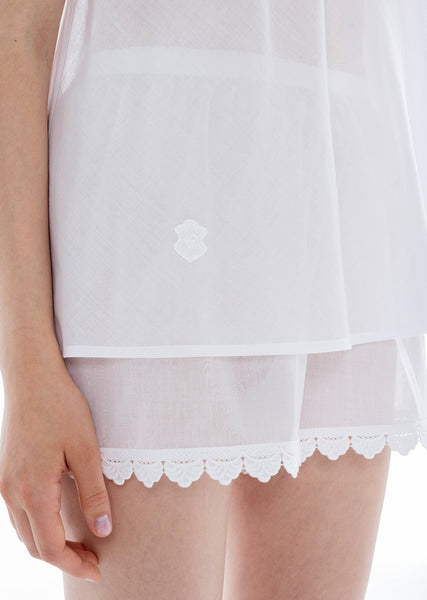 Celestine Shorty-Pyjama KIANA weiß Flügelärmel florale Häkelspitze