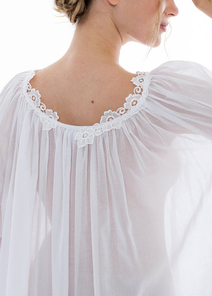 Celestine langes Nachthemd KIANA weiß florale Häkelspitze langarm