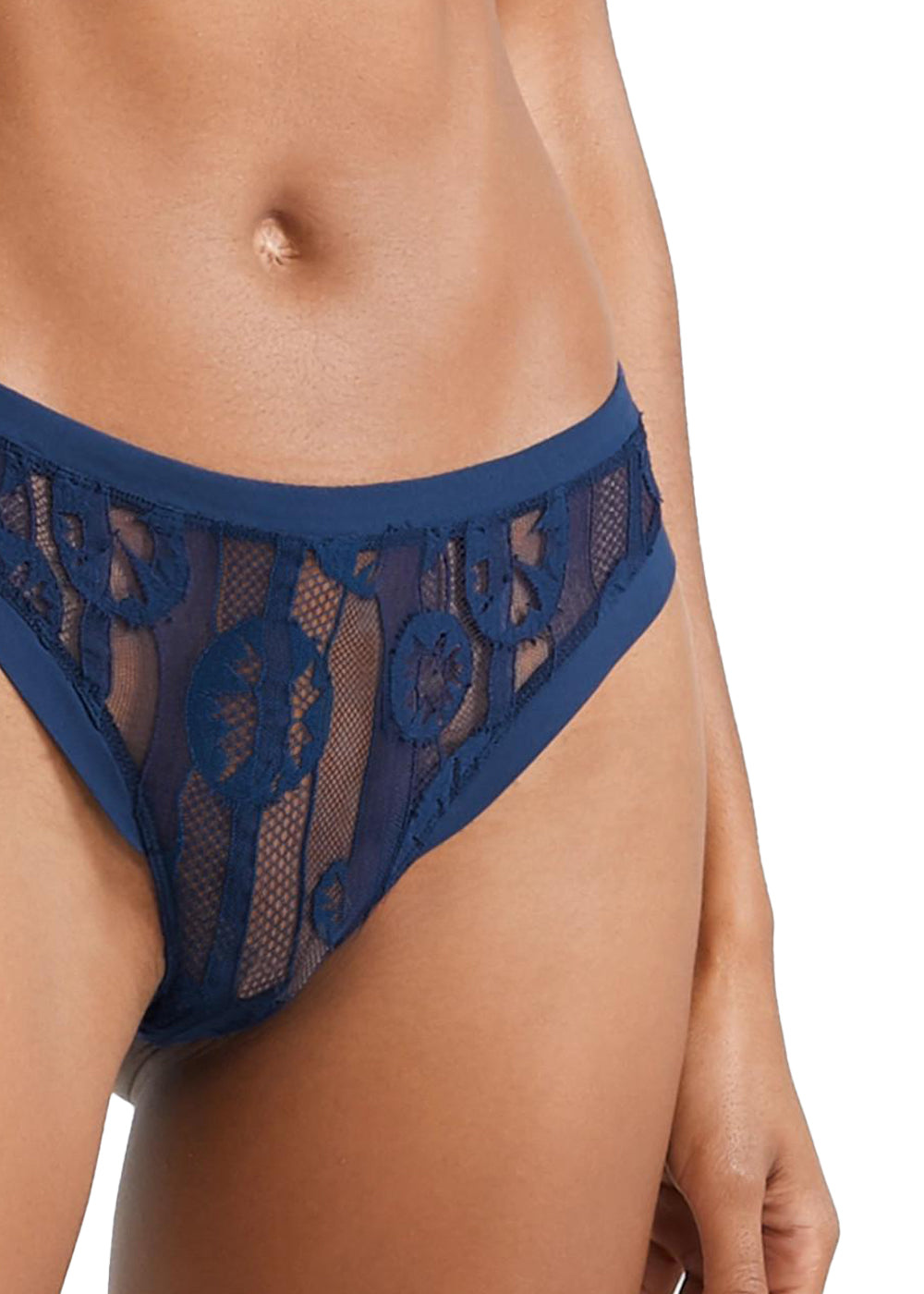 Eres Spitzen Slip CLAUDIA ICONE blau transparent abstraktes Muster mit Längsstreifen