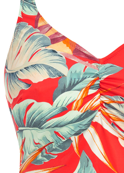 Fantasie Badeanzug BAMBOO GROVE rot mit tropischem Pflanzen-Print