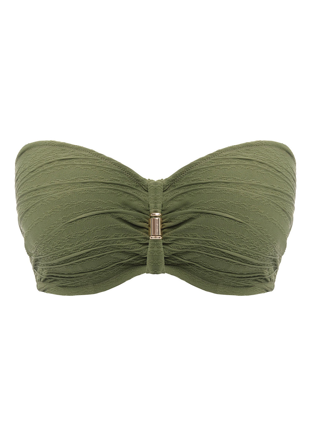 Fantasie Bandeau Bikinioberteil BEACH WAVES khaki Golddetail Multiway-Träger