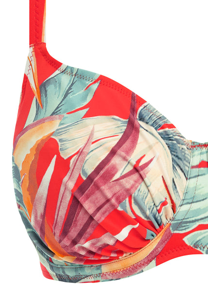 Fantasie Bikinioberteil BAMBOO GROVE rot mit tropischem Pflanzen-Print