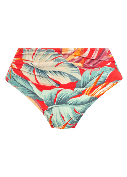Fantasie Highwaist Bikinihose BAMBOO GROVE rot mit tropischem Pflanzen-Print