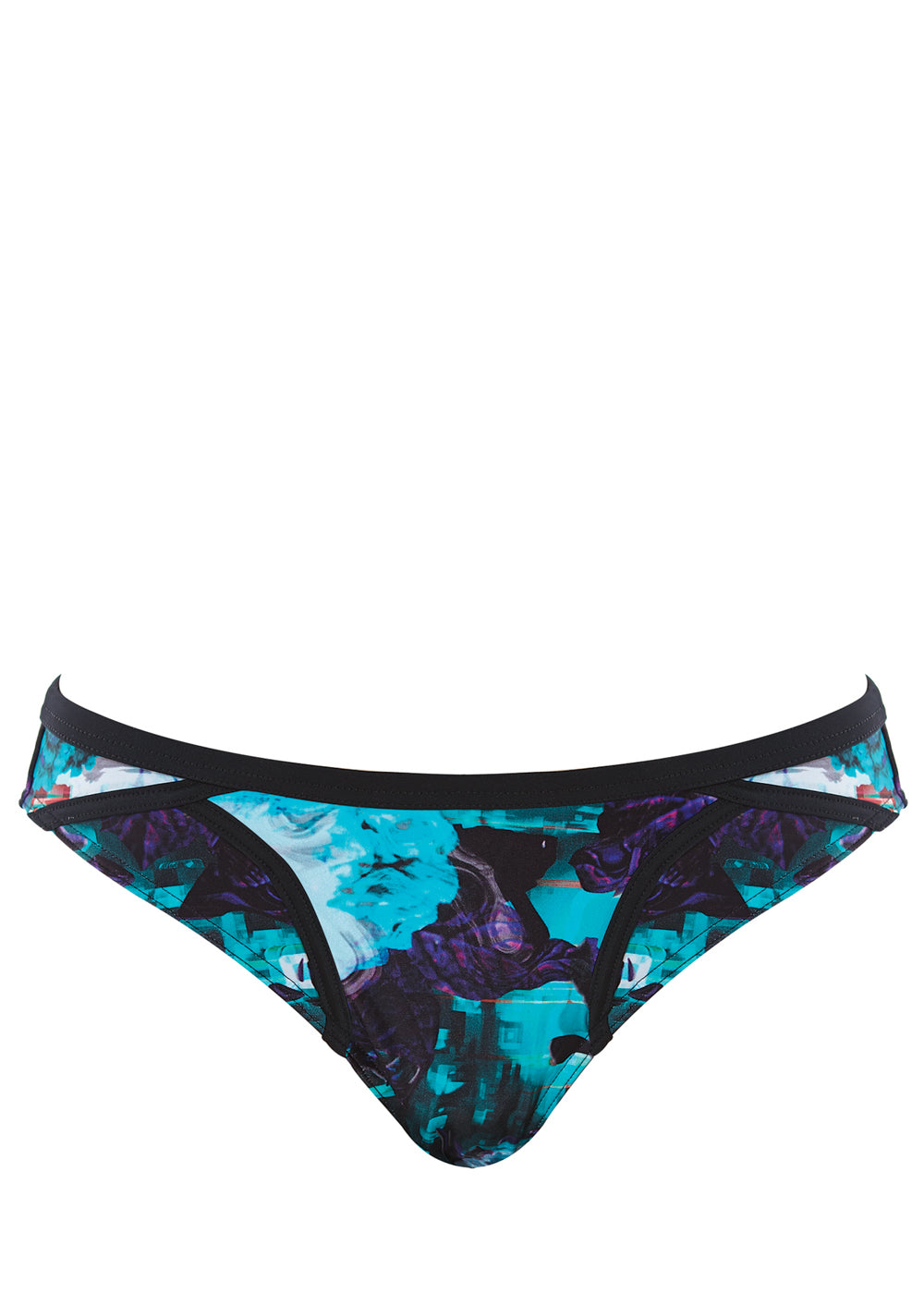 Freya Bikinihose ATLANTIS mit blauem Aquaprint und schwarzen Kanten