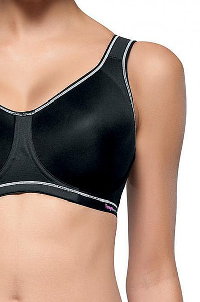 Freya Sport-BH SONIC schwarz glatt aus Spacer Material mit festem Halt Trägerklipp für jede BH Größe