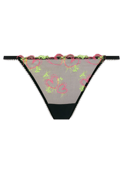 Freya String LOVELAND schwarz transparenter Tüll mit Neon-Spitze dünne Bänder hinten