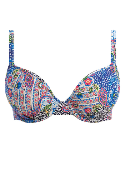 Freya gemoldetes Bikinioberteil Freya BOHO BREEZE DECO in blau mit rot weißem Muster