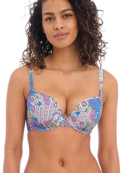 Freya gemoldetes Bikinioberteil Freya BOHO BREEZE DECO in blau mit rot weißem Muster