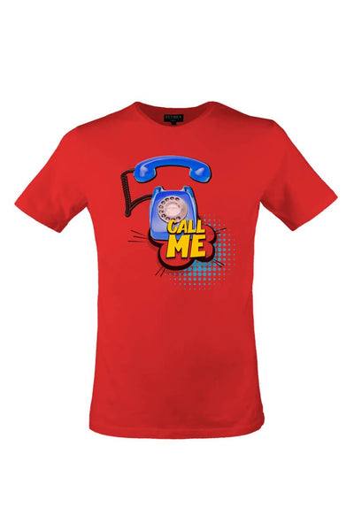 Zeybra Halbarm T-Shirt rot mit Popart-Aufdruck Call Me aus reiner Baumwolle