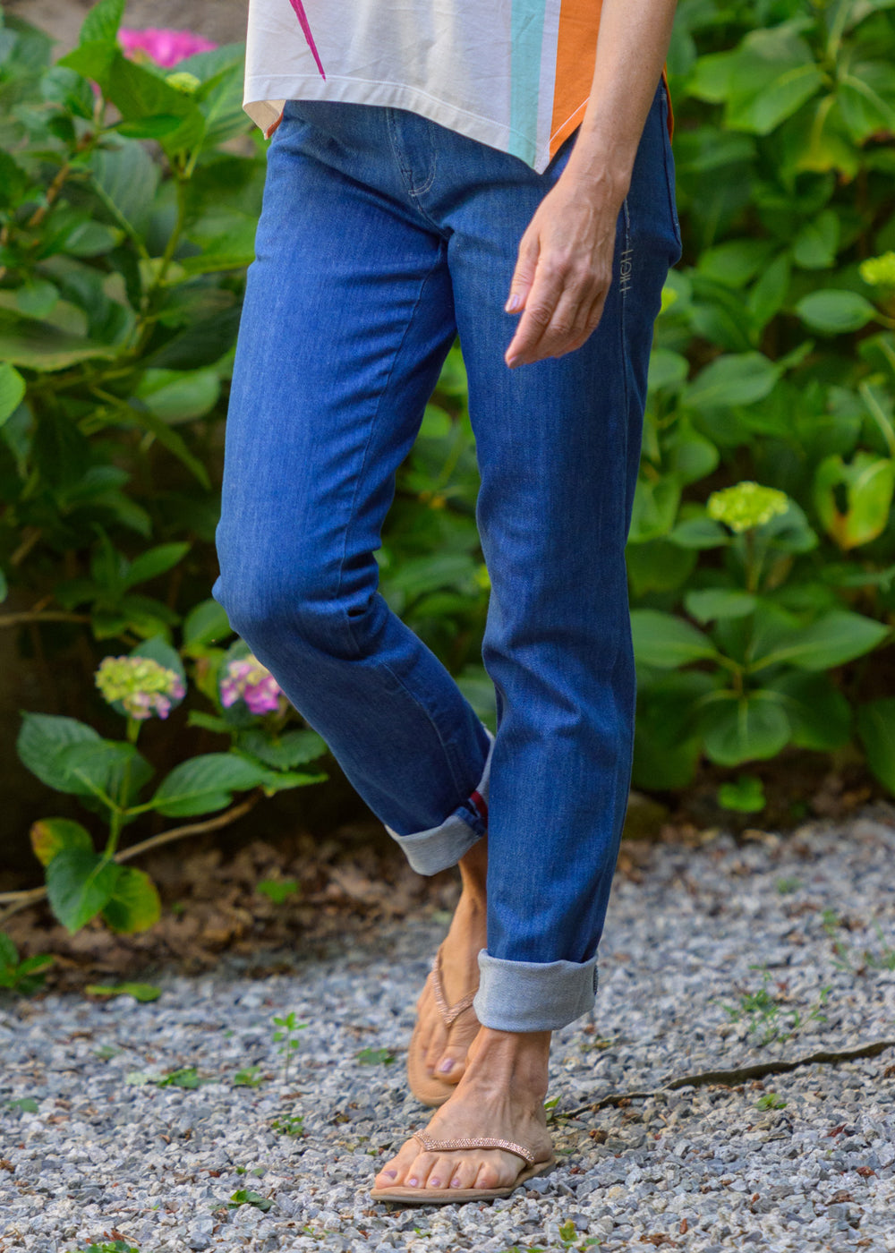 High Jeans ALERT Highwaist hellblau inklusive elastischem Gürtel