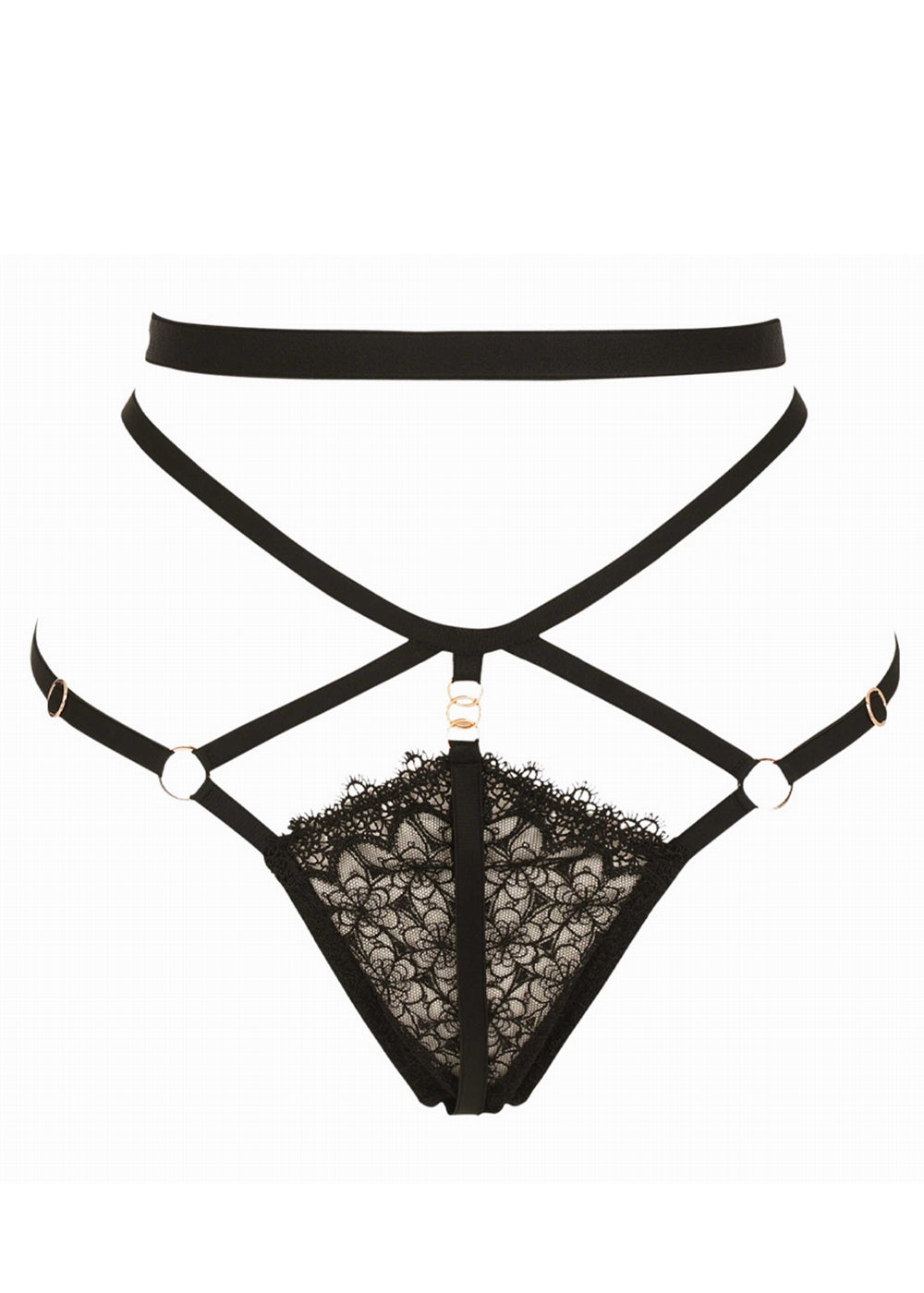 Impudique Spitzen-String BIJOU schwarz im Harness-Look