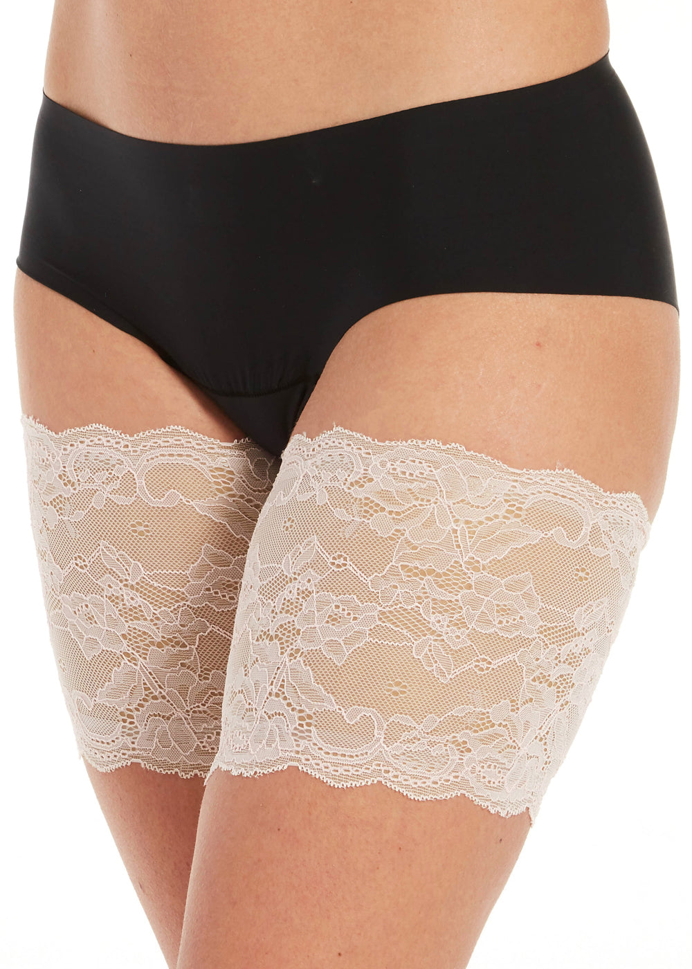 Magic Bodyfashion Oberschenkelbänder BE SWEET TO YOUR LEGS champagner oder hautfarben aus floraler Spitze mit Anti-Rutsch Effekt durch Silikonbänder