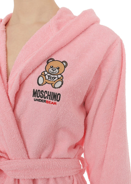 Moschino Bademantel UNDERBEAR rosa mit Teddybär auf der Brust