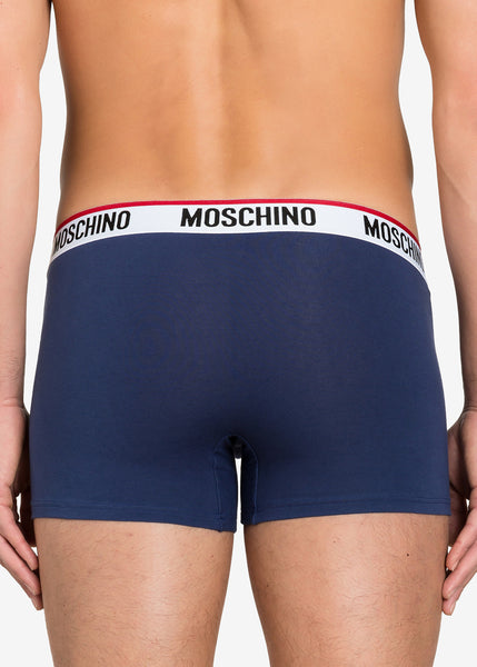 Moschino Boxer BASIC JERSEY blau mit weiß rotem Logo-Bund