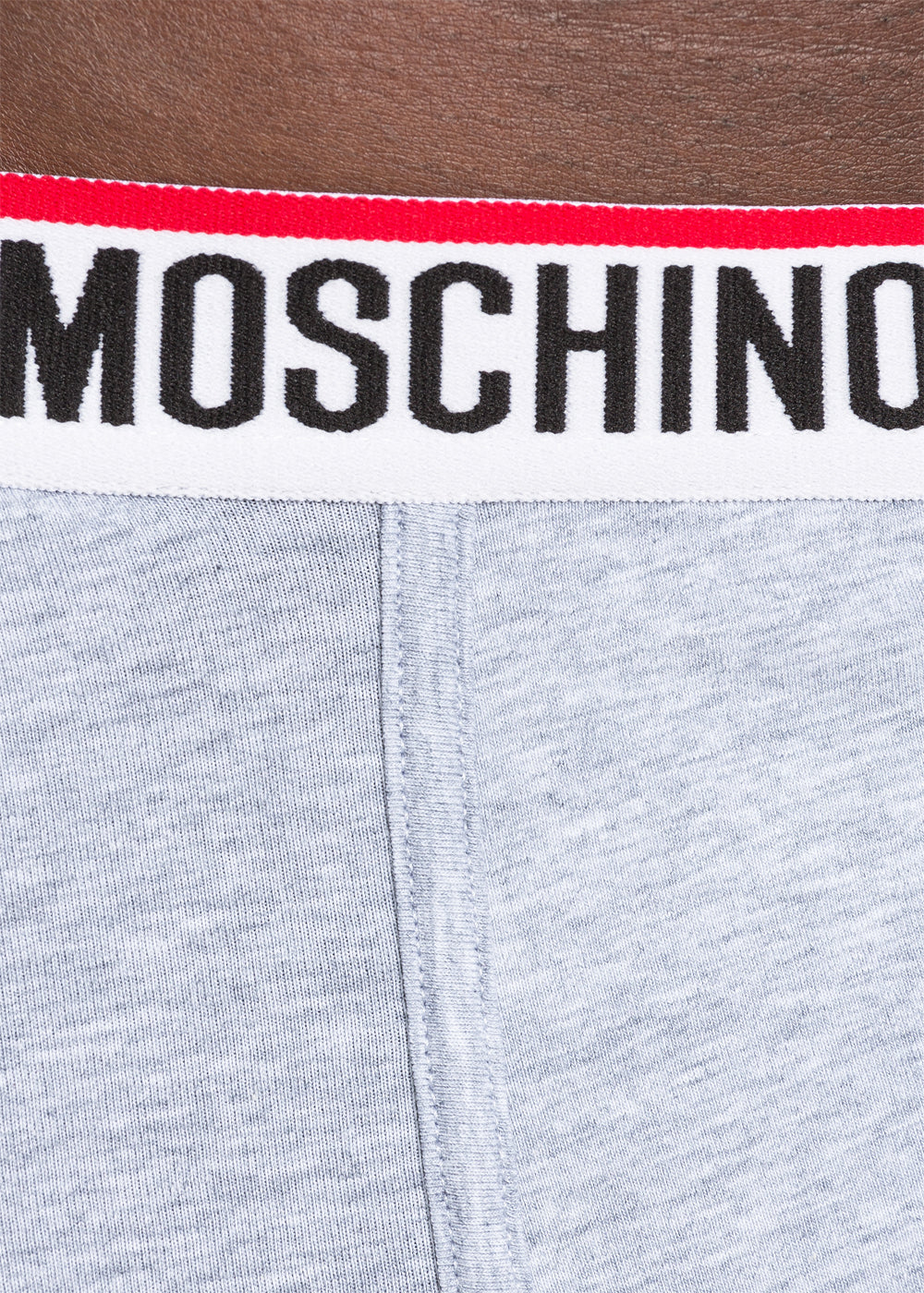 Moschino Boxer BASIC JERSEY grau mit weiß rotem Logo-Bund