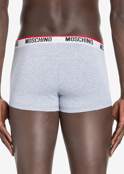 Moschino Boxer BASIC JERSEY grau mit weiß rotem Logo-Bund
