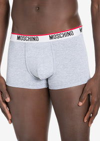 Moschino Boxer BASIC JERSEY grau mit weiß rotem Logo-Bund