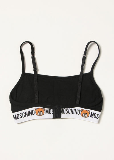 Moschino Bralette UNDERBEAR schwarz mit Teddybär Logo Bund