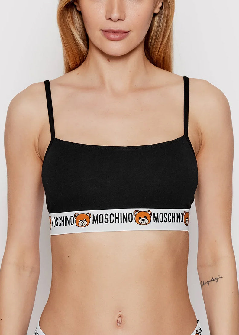 Moschino Bralette UNDERBEAR schwarz mit Teddybär Logo Bund