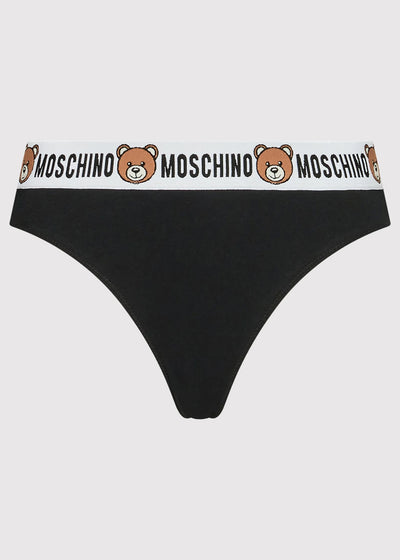 Moschino Brasilian-Slip UNDERBEAR schwarz mit Teddybär Logo Bund