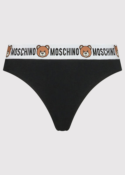 Moschino Brasilian-Slip UNDERBEAR schwarz mit Teddybär Logo Bund