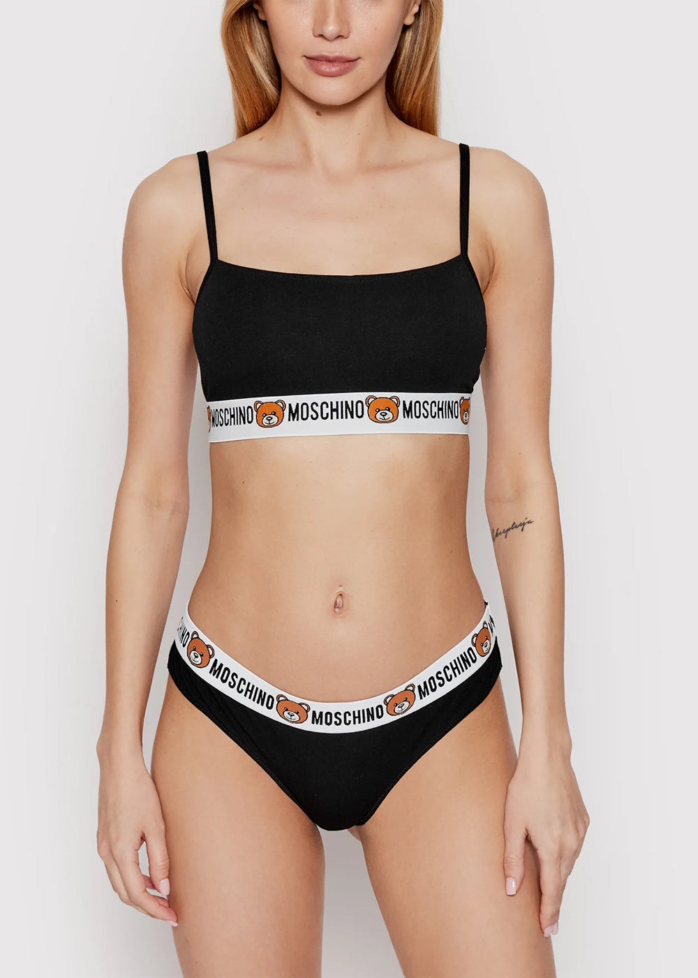 Moschino Brasilian-Slip UNDERBEAR schwarz mit Teddybär Logo Bund