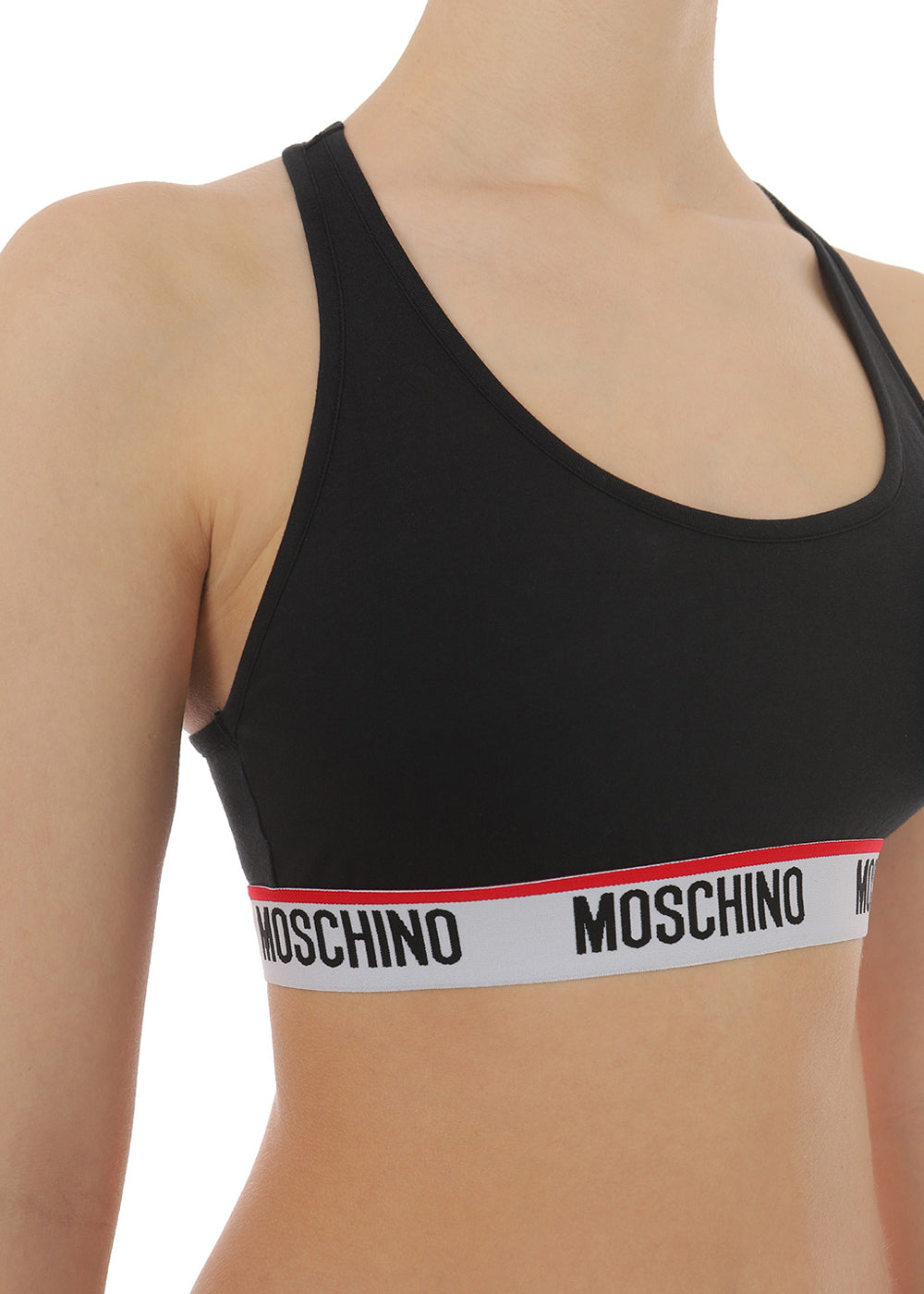 Moschino Bustier BASIC JERSEY schwarz weiß-rotem Logobund