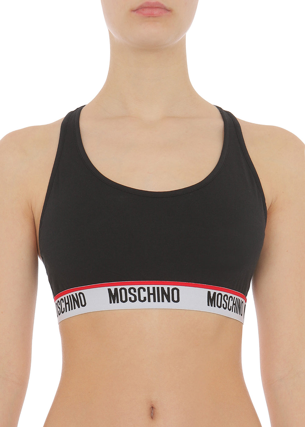 Moschino Bustier BASIC JERSEY schwarz weiß-rotem Logobund