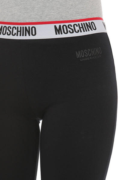 Moschino Leggings BASIC JERSEY schwarz rot-weißer Logobund
