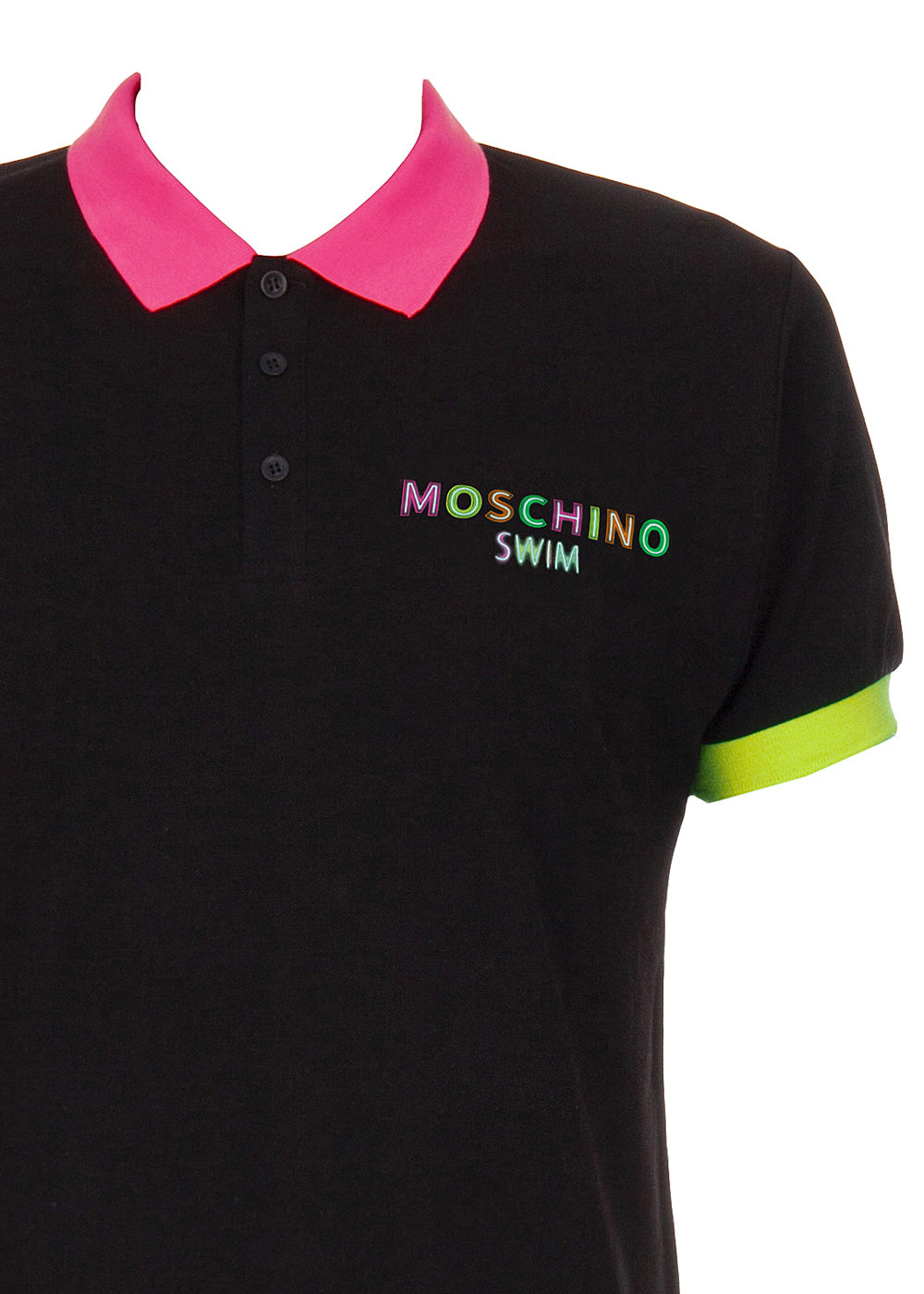 Moschino Polo-Shirt NEON LOGO schwarz mit neonfarbenen Details