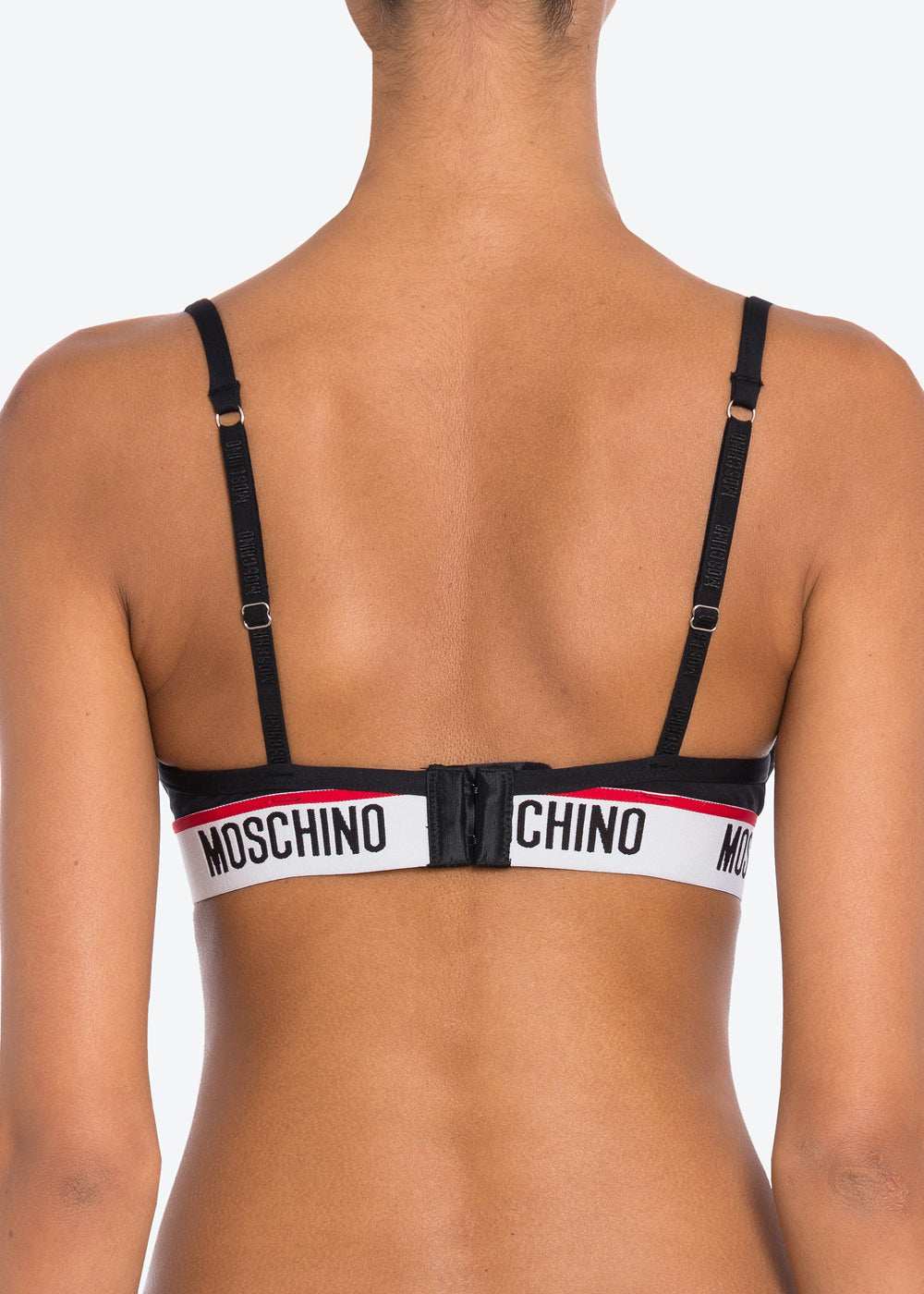 Moschino Pushup BH BASIC JERSEY schwarz mit weiß rotem Logo Bund